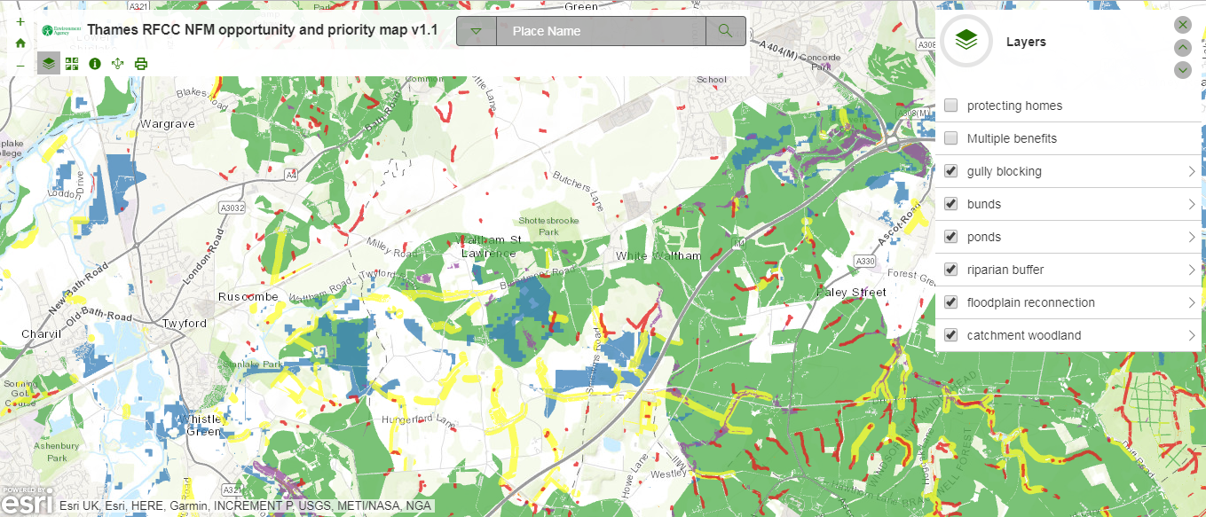 Map of Natural Flood Management features